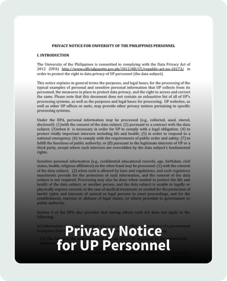 Privacy Notice for UP Personnel